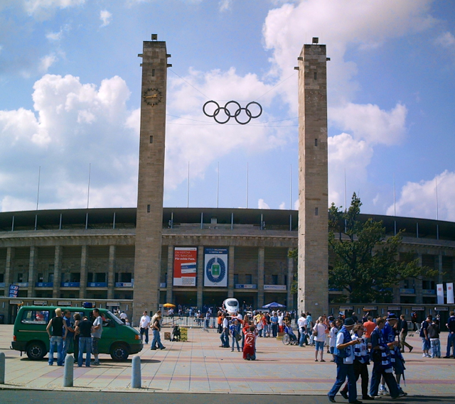 Olympiastadion bei einem Fußballspiel von Hertha BSC Berlin